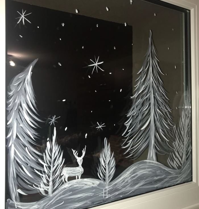 decoracion de ventanas navideñas con pintura