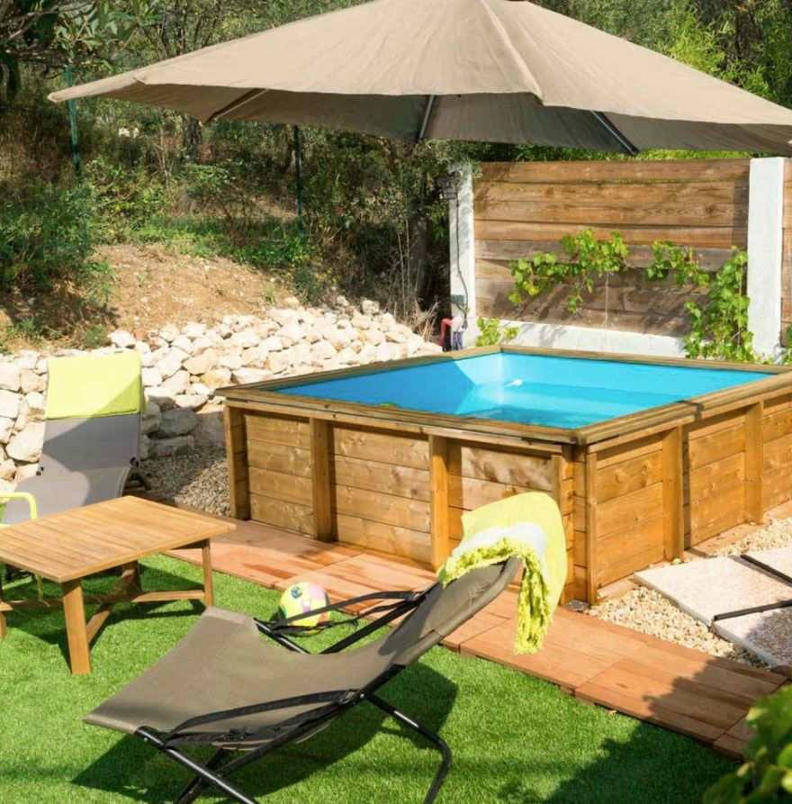 piscina prefabricada madera elevada