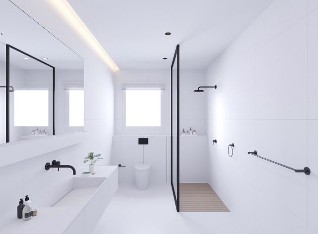 baños en blanco y negro modernos