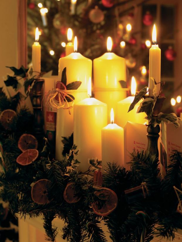 chimenea decorativa navideña velas