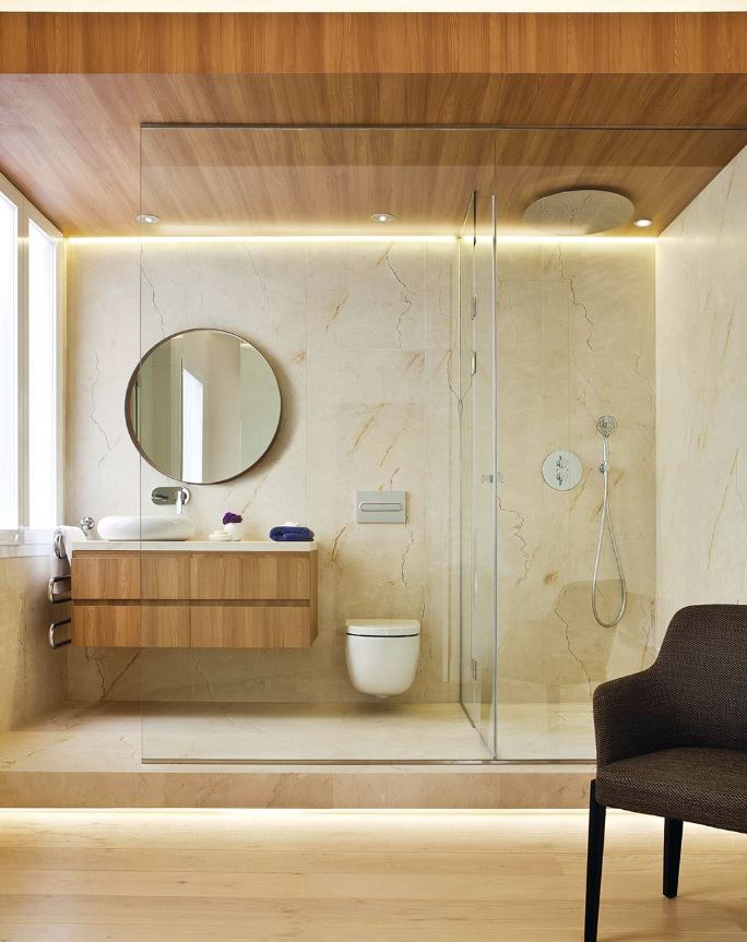baños combinados con madera