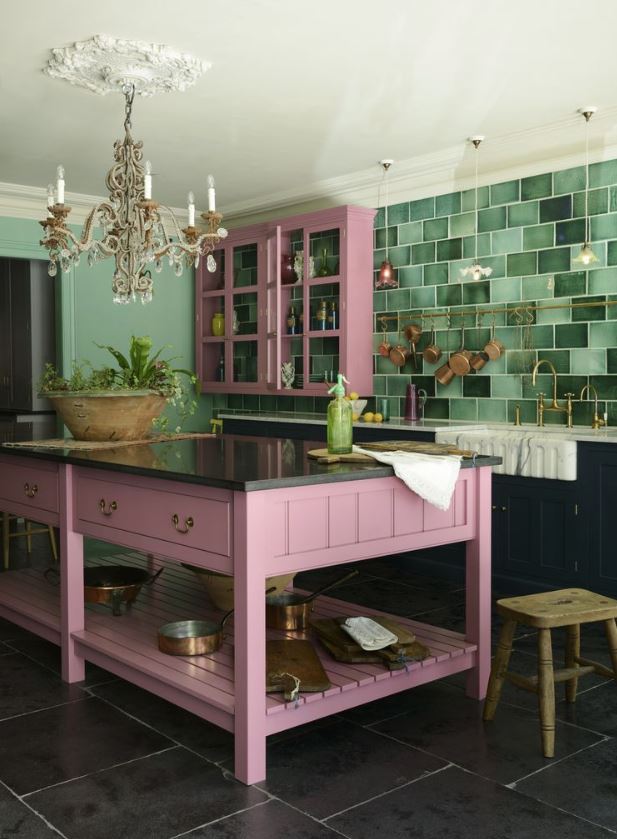 muebles cocina rosa
