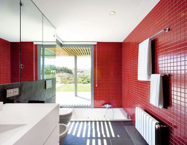 baños con azulejos rojos