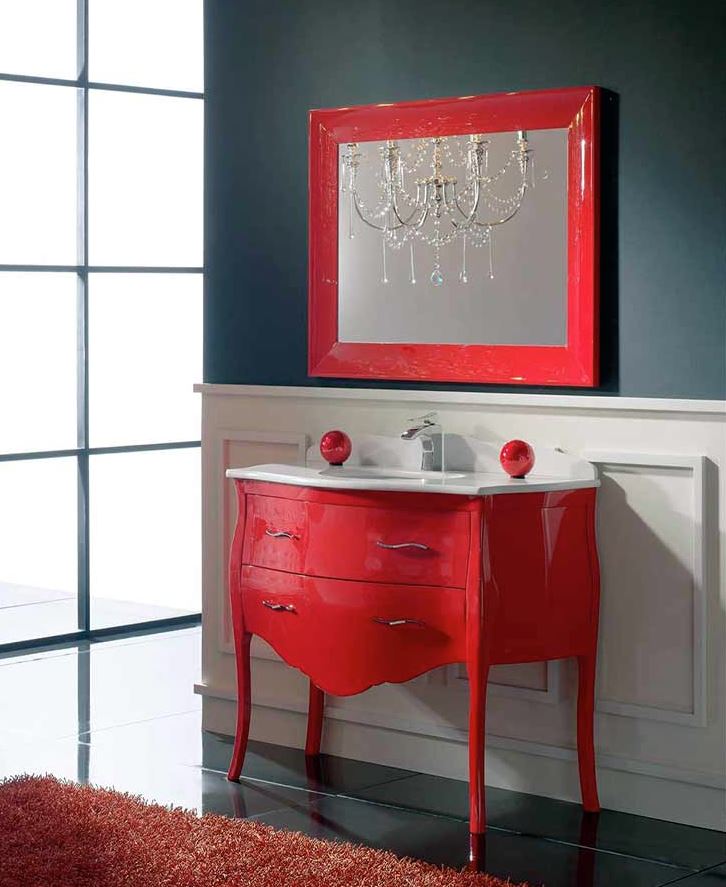 cómoda roja original para baño