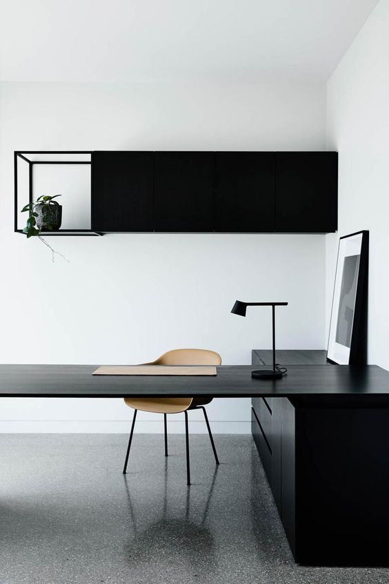 oficina minimalista negra