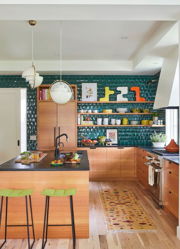 Paredes de cocina con efecto ladrillo